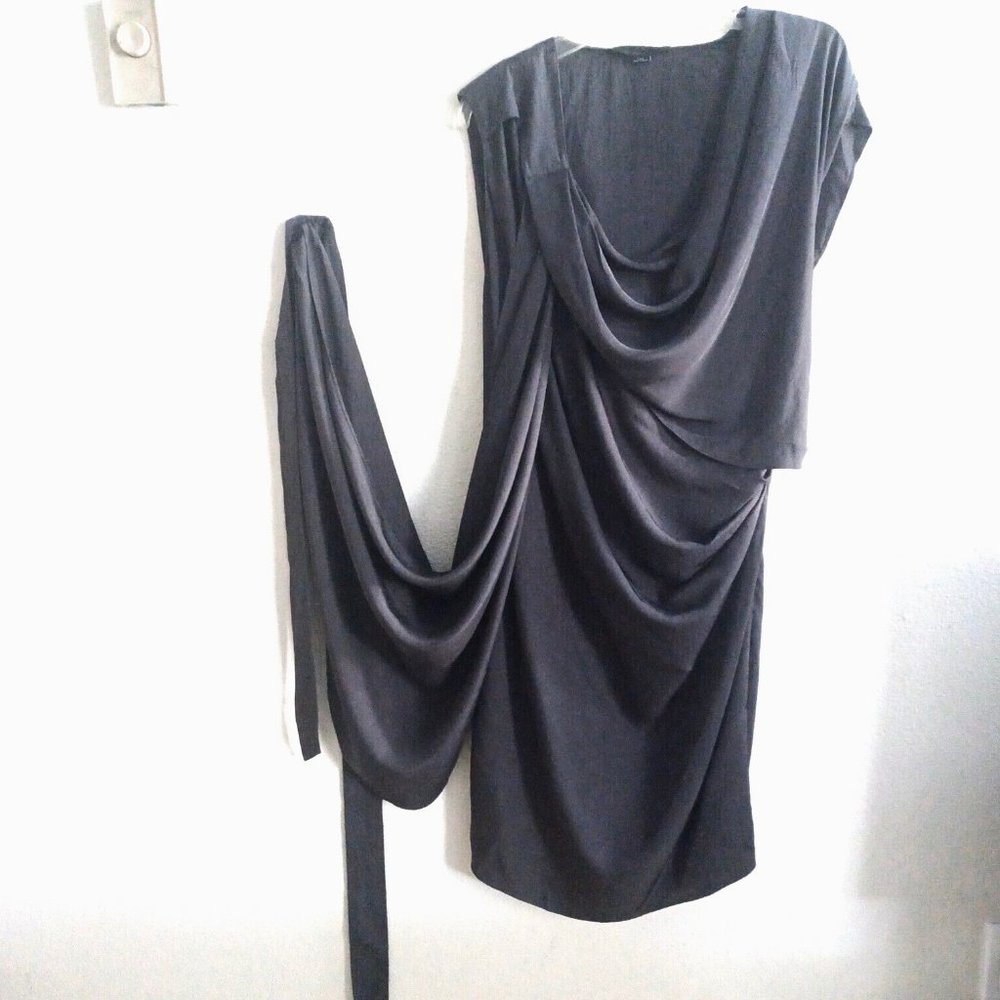NEW! Alexander Wang Dress Draped Asymmetrical Convertible  Faux Wrap Gray